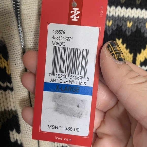 Izod Mens Wool Blend Nordic Print Sweater NWT - Picture 8 of 11